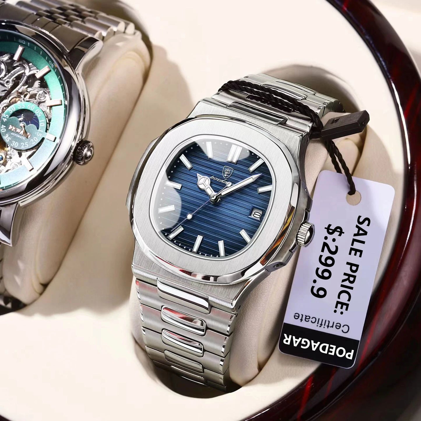 2023 New POEDAGAR Luxury Watch Business Waterproof Male Luminous  Stylish Stainless Steel Square Quartz Men Watch Premium Quality