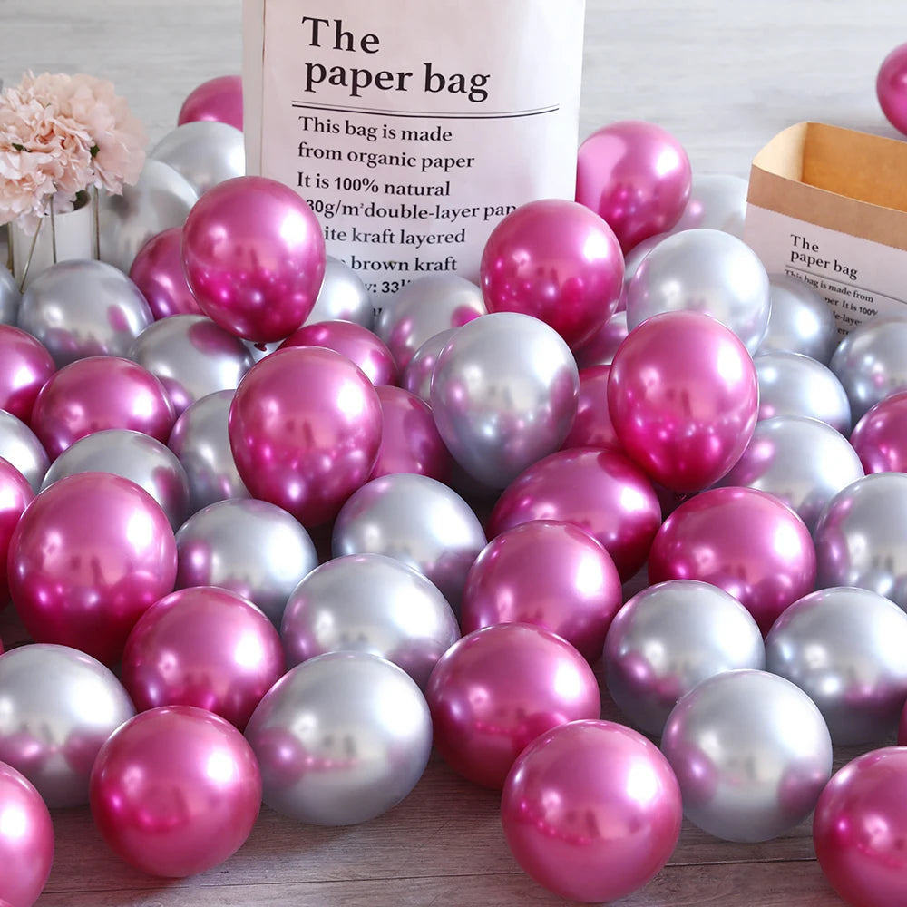 10Pcs 20pcs 5inch Gold Silver Purple Green Blue Metal Balloon Wedding Balloons Happy Birthday Latex Metal Chrome Ballon Decor