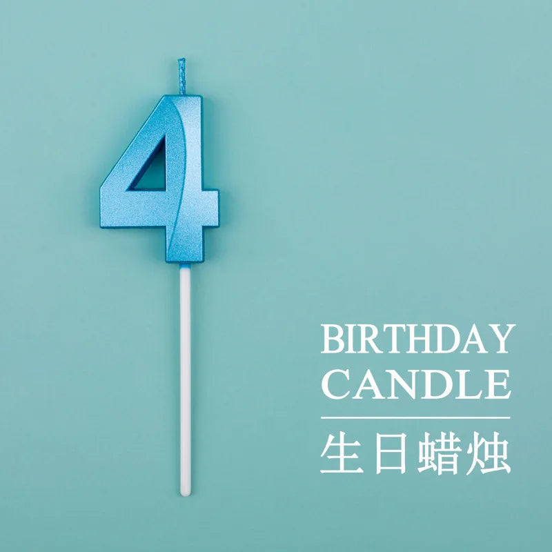 Birthday Digital Cake Candle Opera House Candles Golden Pink Blue Diamond Number Birthday Party Candles Creative Decoration