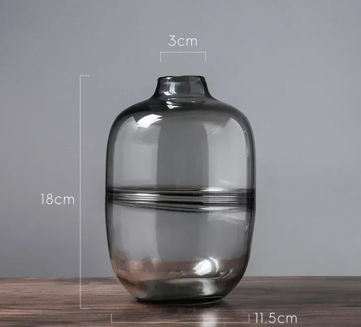 Minimalist Blue Black Glass Vase Home Living Room Nordic Restaurant Flower Arrangement Transparent Flower Decoration Ornaments