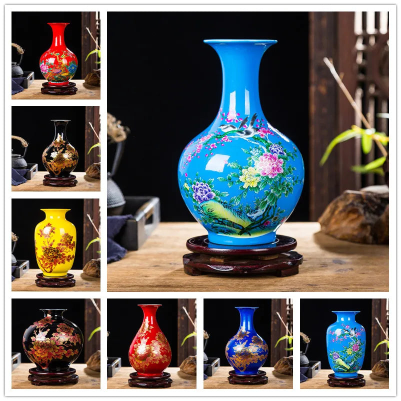 Chinese Style ceramics Vase Jingdezhen Black Porcelain Crystal Glaze Flower Vase Home decoration accessories Handmade Vases