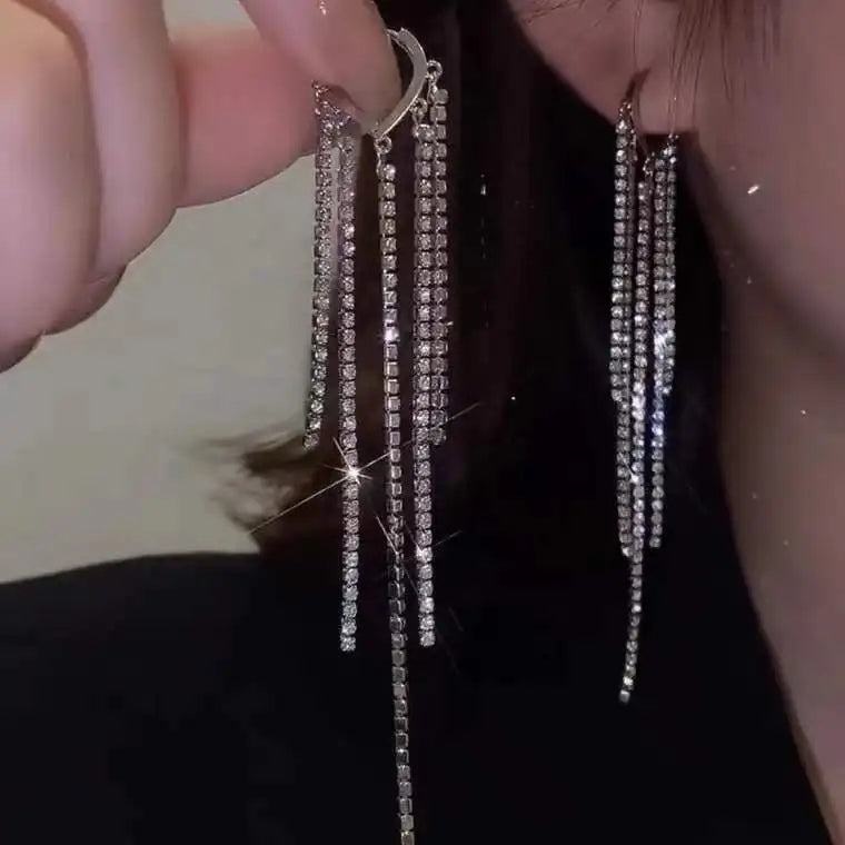 Korean Fashion Emerald Crystal Dangle Earrings for Women Trendy Gold Color Hollow Stud Earring Birthday Gifts Pendientes Mujer