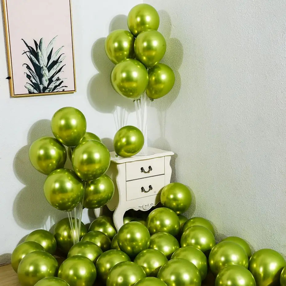 5Inch 10Pcs Latex Balloon Gold Silver Black Pink Xmax Balloon Wedding Happy Birthday Metallic Chrome Balloon Decoration