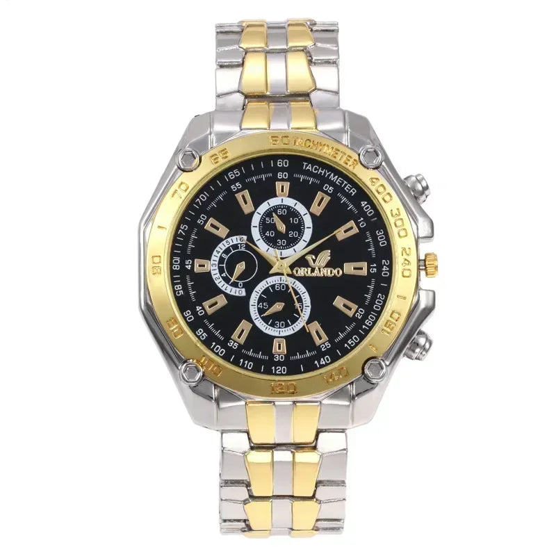 Men Watches Quartz Silver-gold Stainless Steel Wristwatch Male Clock Classic Business Pilot Luxury Automatic Watch