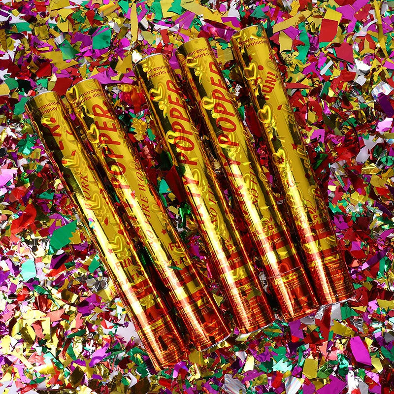 Confetti Cannons Party Poppers, Pink, Rose Gold and White Foil Confetti,  Confetti Poppers for Graduation, Birthdays Party