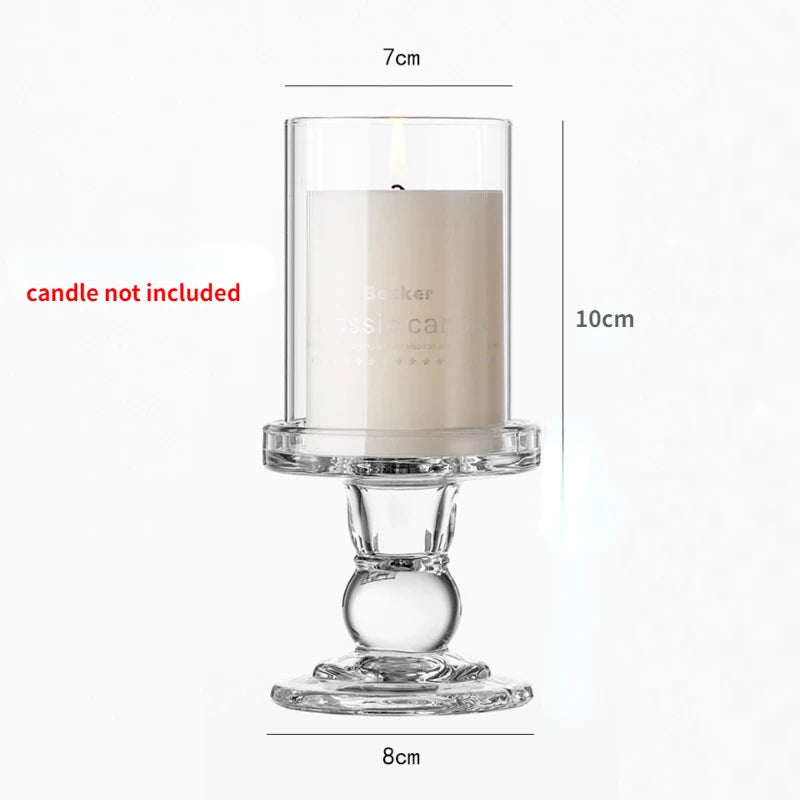 1pc 3.46 / 4.52 / 5.51inch Glass Candle Holders for Pillar Candle and Taper Candle Wedding Decoration Candlestick Set Home Decor