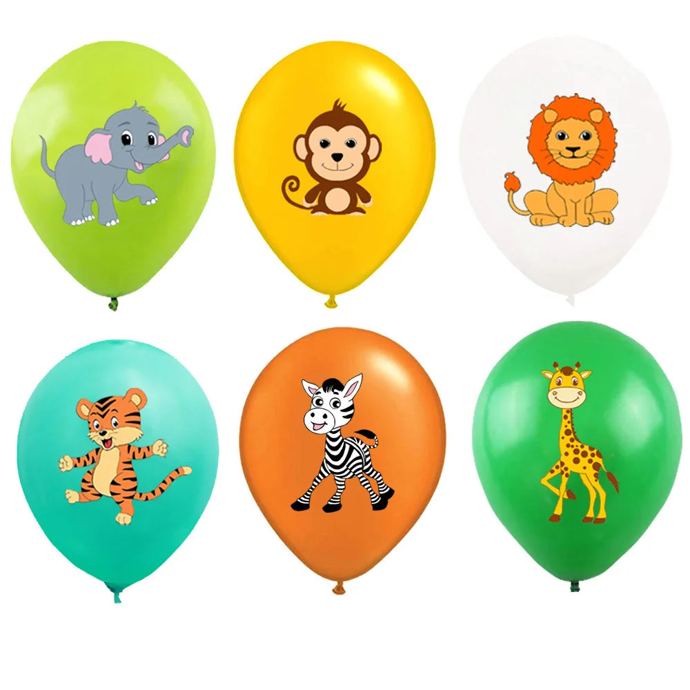 12 Inch Jungle Animal Latex Balloon Giraffe Lion Tiger Balloon Children Safari Birthday Party Decoration Baby Shower Ball