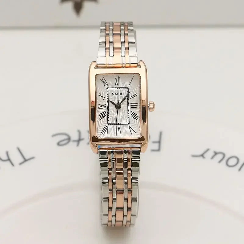 Ladies Steel Strap Watches for Women Rectangular Roman Scale Watch Fashion Trend Thin Strap Quartz Wristwatches Relogio Feminino