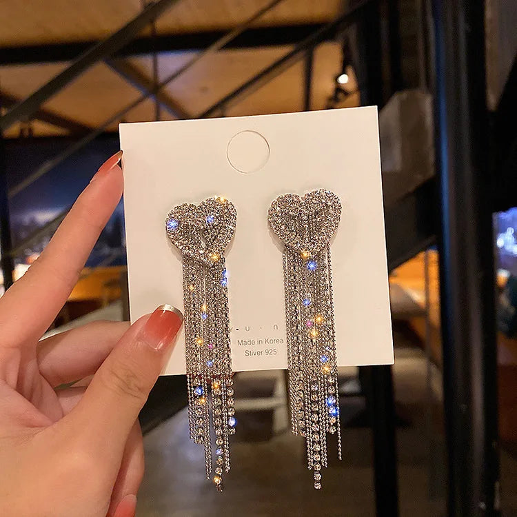 Korean Fashion Emerald Crystal Dangle Earrings for Women Trendy Gold Color Hollow Stud Earring Birthday Gifts Pendientes Mujer