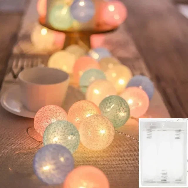 10 LED Cotton USB Balls String Christmas Fairy Lights Novelty Lamp Chain for Home Outdoor Garland Wedding Party Decoration