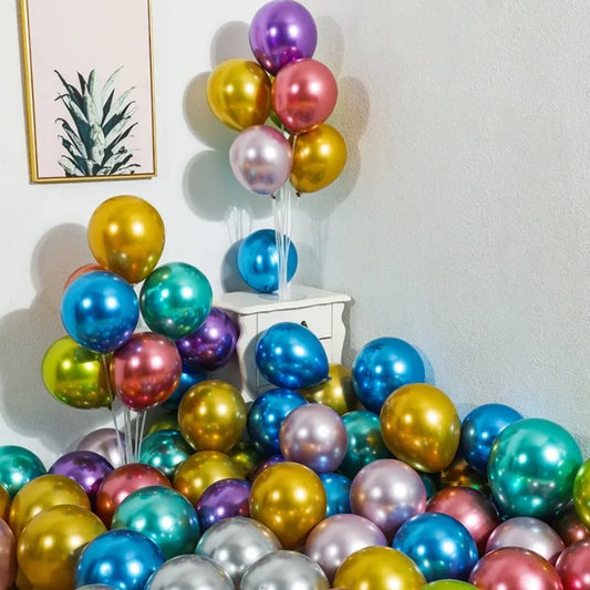 5Inch 10Pcs Latex Balloon Gold Silver Black Pink Xmax Balloon Wedding Happy Birthday Metallic Chrome Balloon Decoration