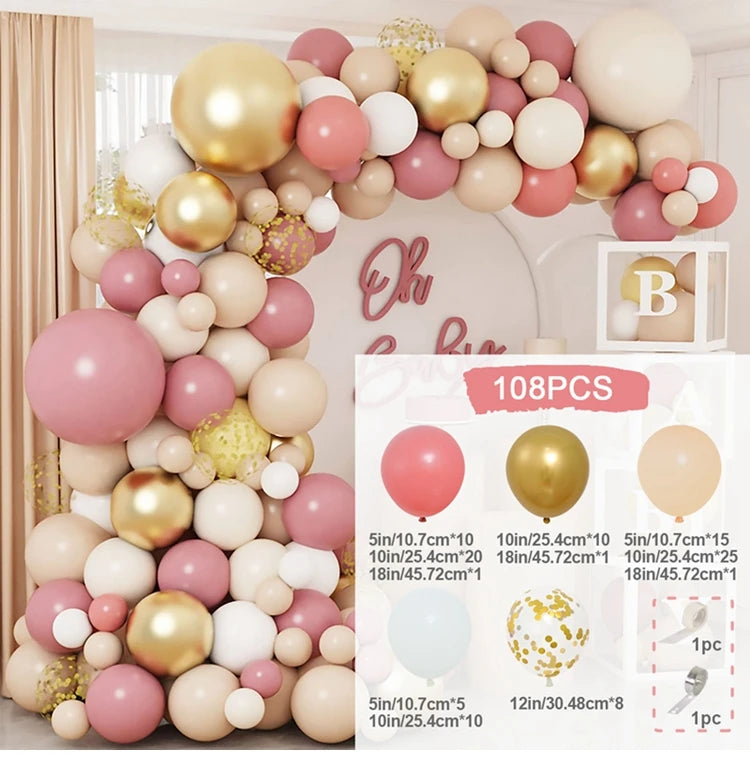 Tender Pink Gold Balloon Garland Arch Kit Wedding Birthday Party Decoration Adult Kids Baby Shower Decor Ballon Wedding Supplies