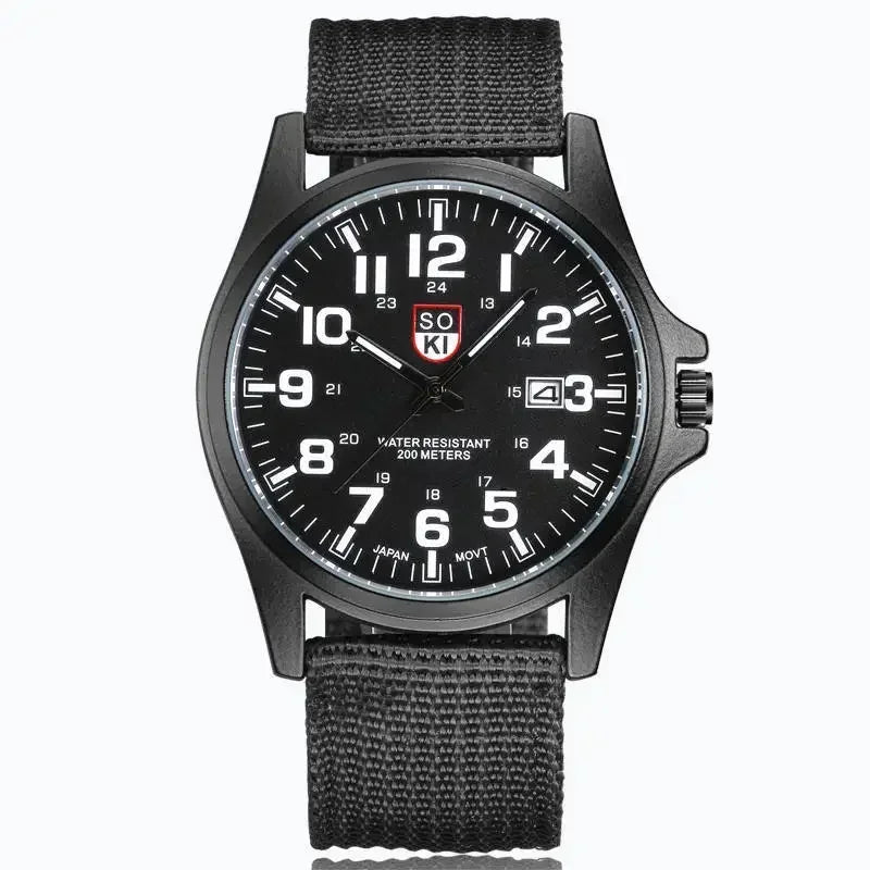 2024 New Fashionable Casual Men Watch Fashion Men's Military Watch Woven Nylon Belt Calendar Quartz Watch Часы Мужские Наручные