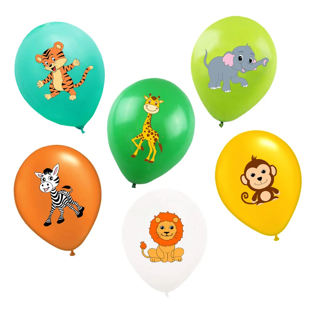 12 Inch Jungle Animal Latex Balloon Giraffe Lion Tiger Balloon Children Safari Birthday Party Decoration Baby Shower Ball