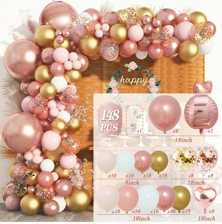 Tender Pink Gold Balloon Garland Arch Kit Wedding Birthday Party Decoration Adult Kids Baby Shower Decor Ballon Wedding Supplies