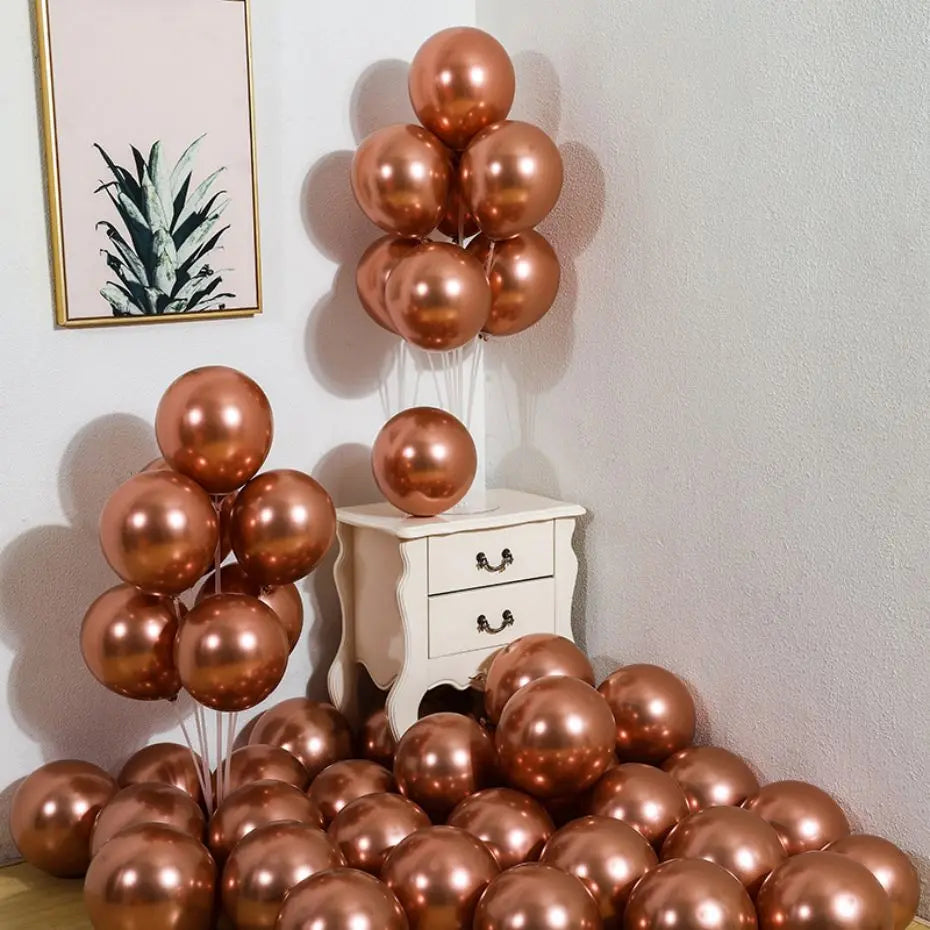 5Inch 10Pcs Latex Balloon Gold Silver Black Pink Xmax Balloon Wedding Happy Birthday Metallic Chrome Balloon Decoration