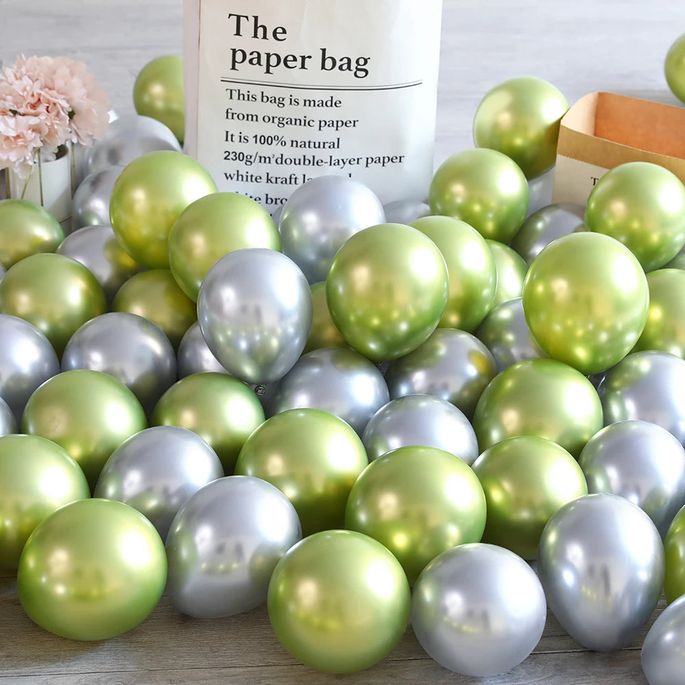 10Pcs 20pcs 5inch Gold Silver Purple Green Blue Metal Balloon Wedding Balloons Happy Birthday Latex Metal Chrome Ballon Decor