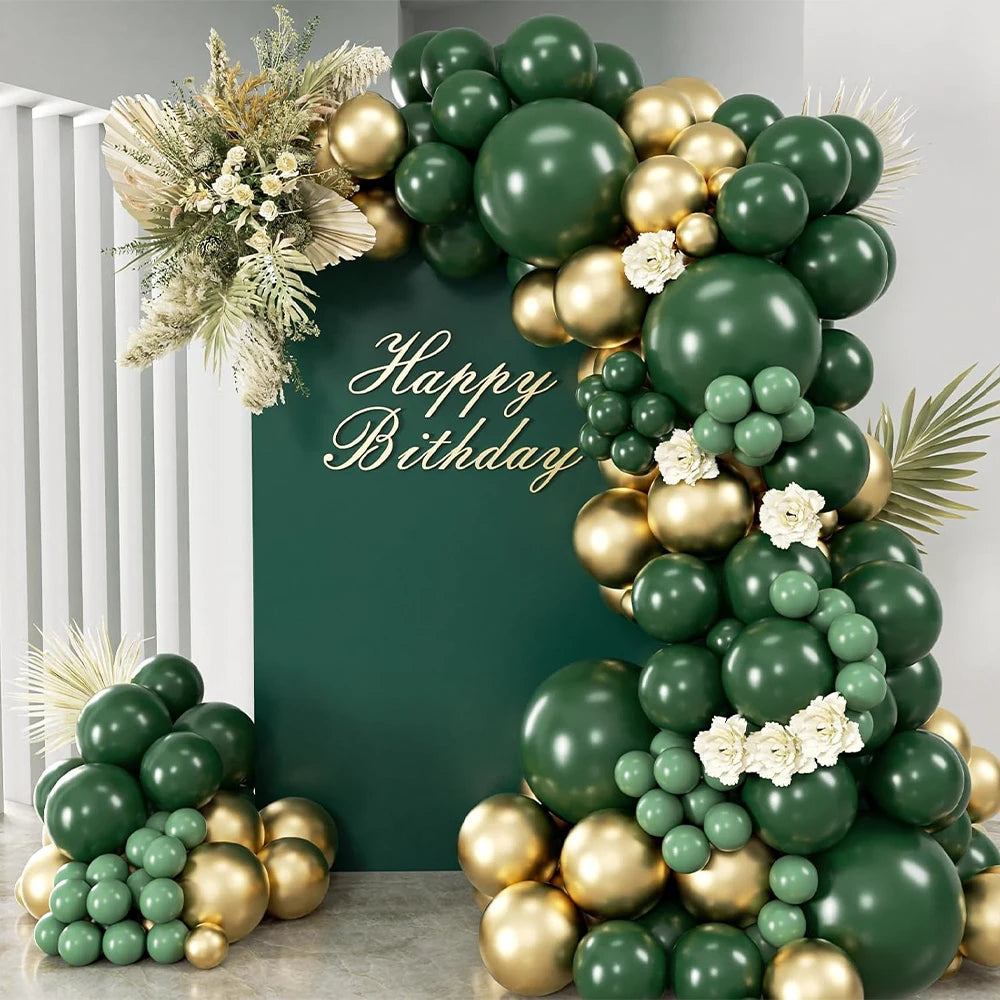 99pcsBalloons Garland Arch Kit with Green Gold Balloons for Engagement Wedding Birthday Baby Shower Gender Reveal Decor