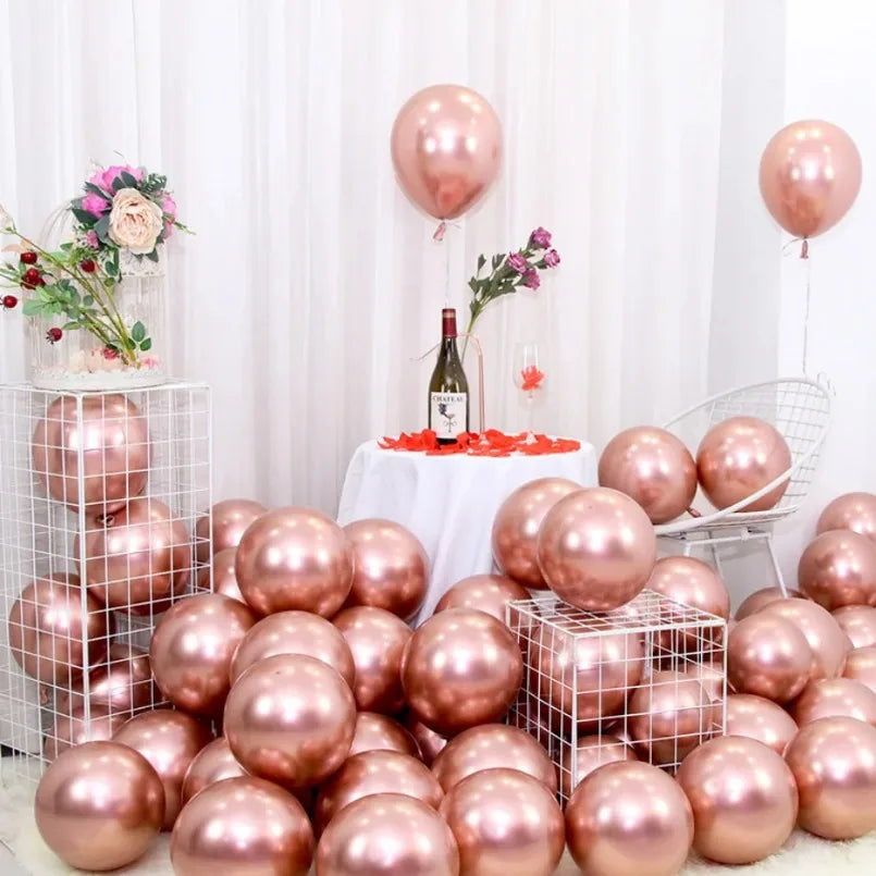 5Inch 10Pcs Latex Balloon Gold Silver Black Pink Xmax Balloon Wedding Happy Birthday Metallic Chrome Balloon Decoration