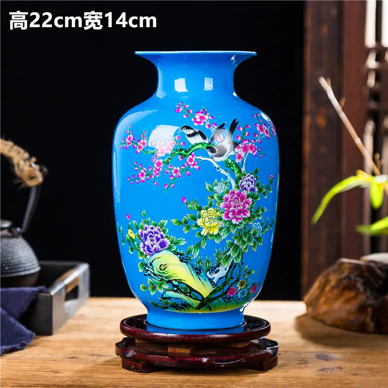 Chinese Style ceramics Vase Jingdezhen Black Porcelain Crystal Glaze Flower Vase Home decoration accessories Handmade Vases