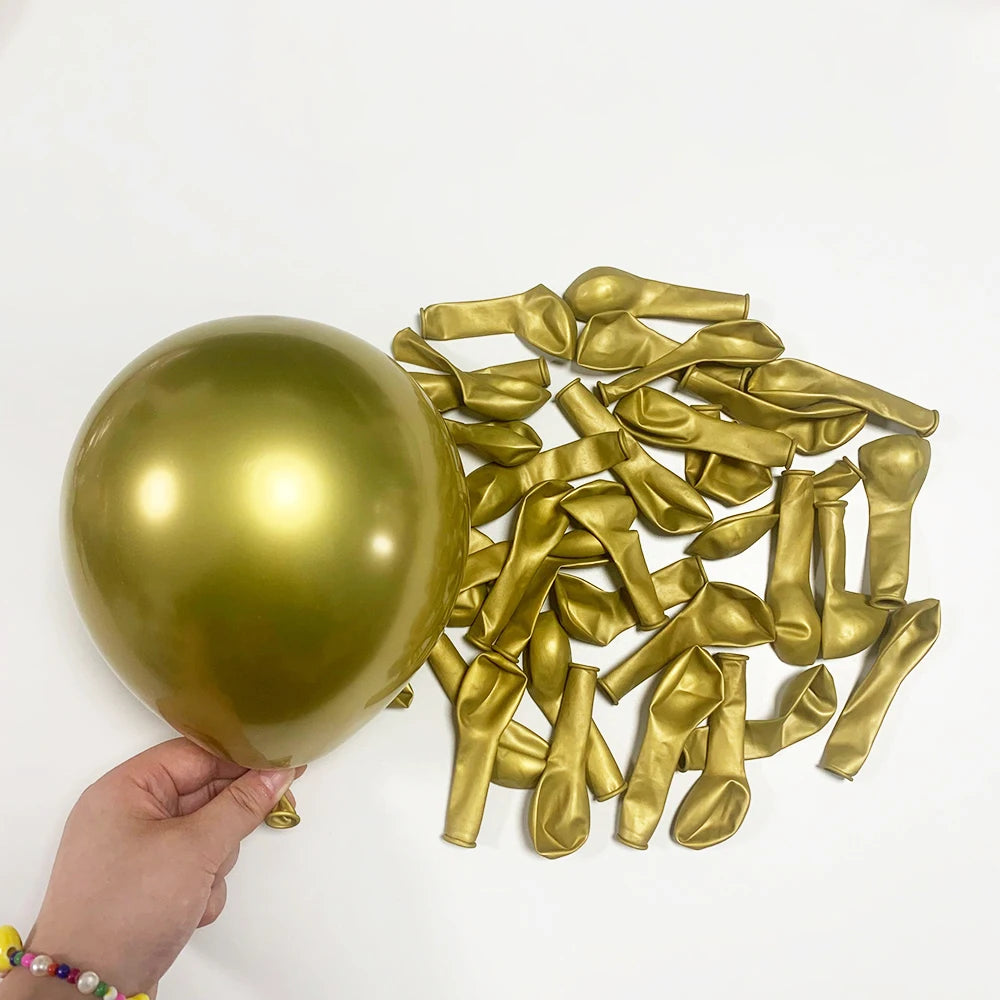 10/20/30pcs Metallic Gold Silver Latex Balloons Chrome Blue Purple Birthday Ballon Wedding Party Decor Baby Shower Helium Globos