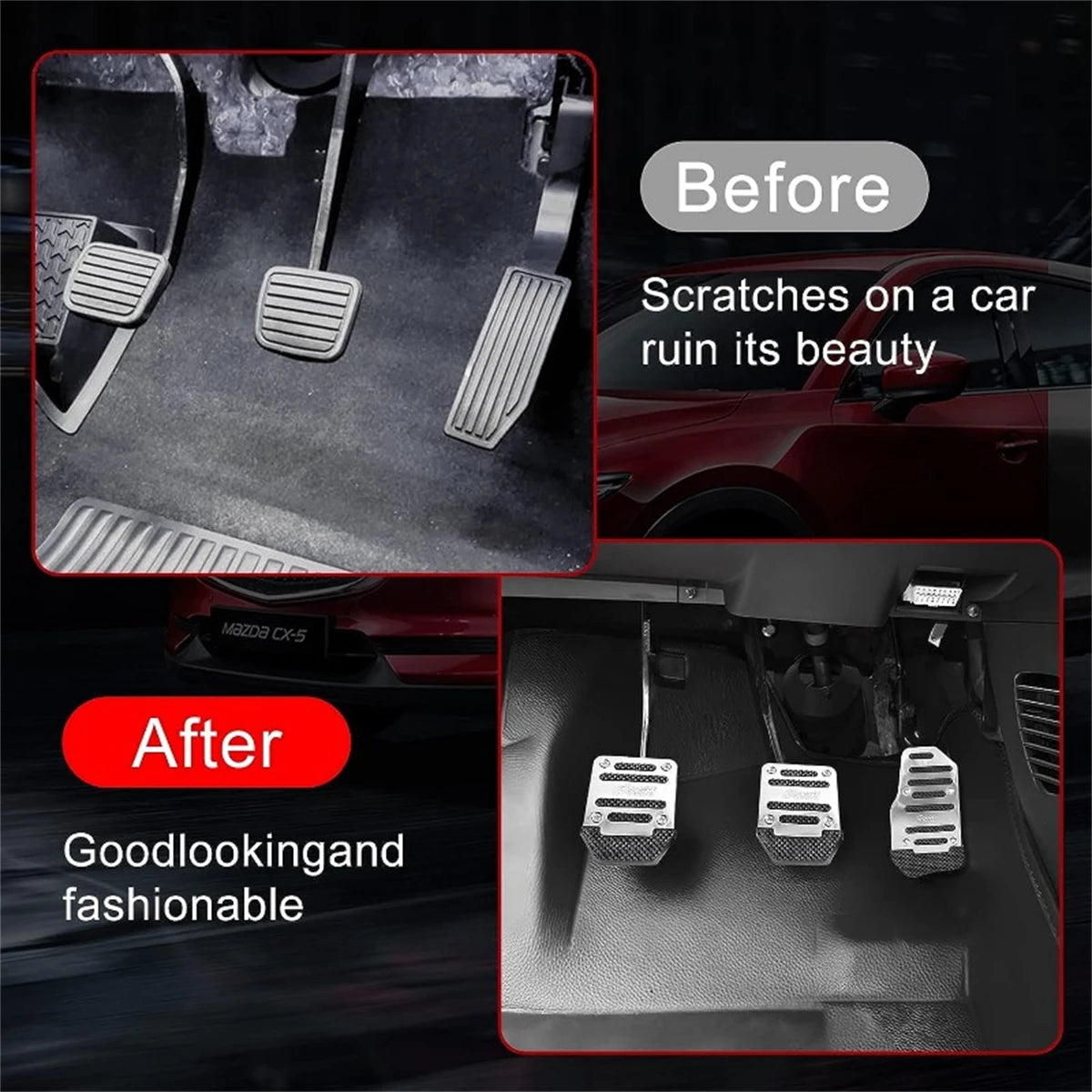 1set Car Pedal Protection Cover Car Brake Accelerator Pedal Manual Gear Pedal For Car Universal Pedal