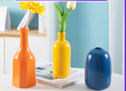 Building Brick Block Style Bouquet Plant Potted Ceramic Vase 3D Model Toy Ceramic Vase Ornaments Home Decoration