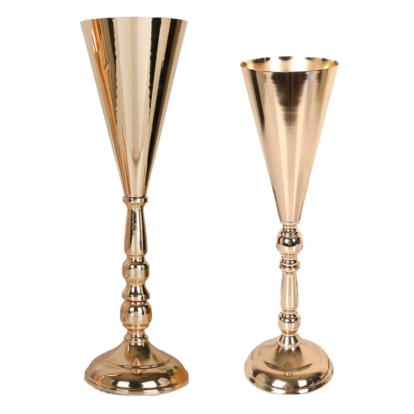 Wedding Flower Trumpet Vase Golden Decorative Modern Centerpieces Vase Metal for Party Anniversary,Ceremony, Birthday, Dinner
