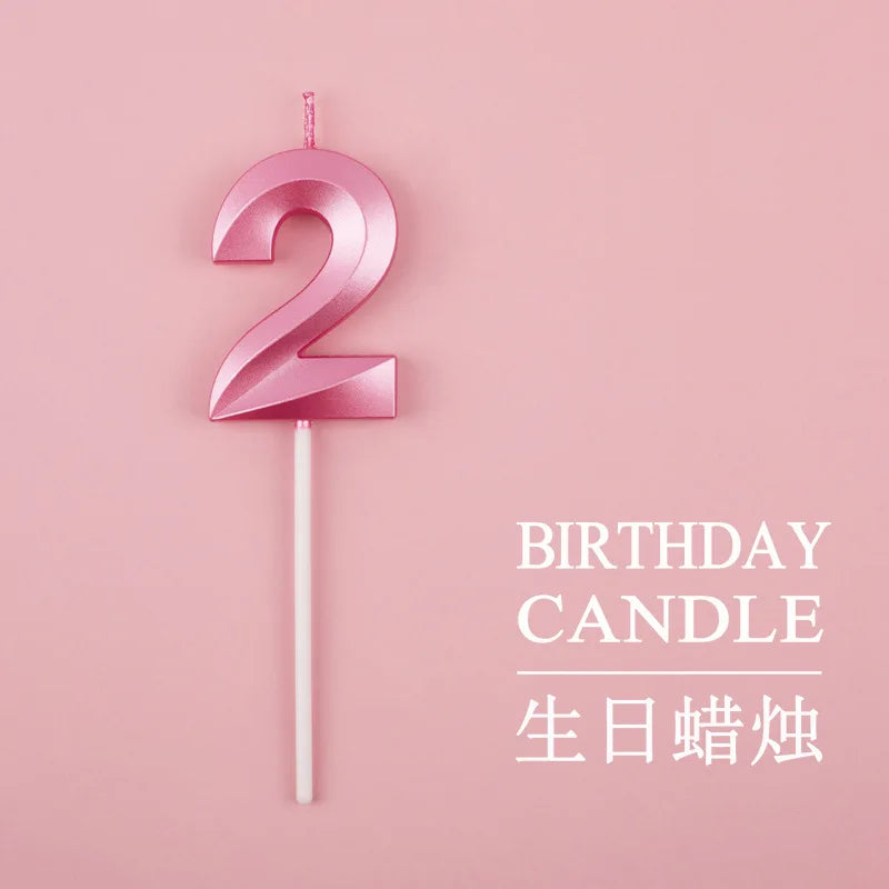 Birthday Digital Cake Candle Opera House Candles Golden Pink Blue Diamond Number Birthday Party Candles Creative Decoration