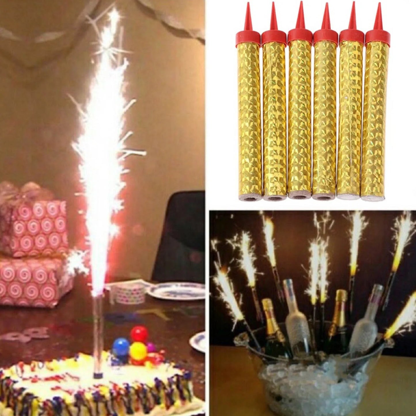 King Of Sparklers Pack Of 6 Gold Wrapping Sparkling Candles For Birthday Wedding Anniversary Halloween Party Candle