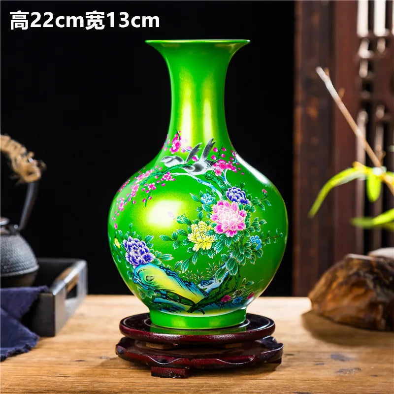 Chinese Style ceramics Vase Jingdezhen Black Porcelain Crystal Glaze Flower Vase Home decoration accessories Handmade Vases