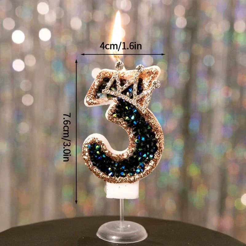 Crown Number Candles Birthday Digital 0-9 Cake Decoration, Cake Topper Birthday Anniversary Day Decor