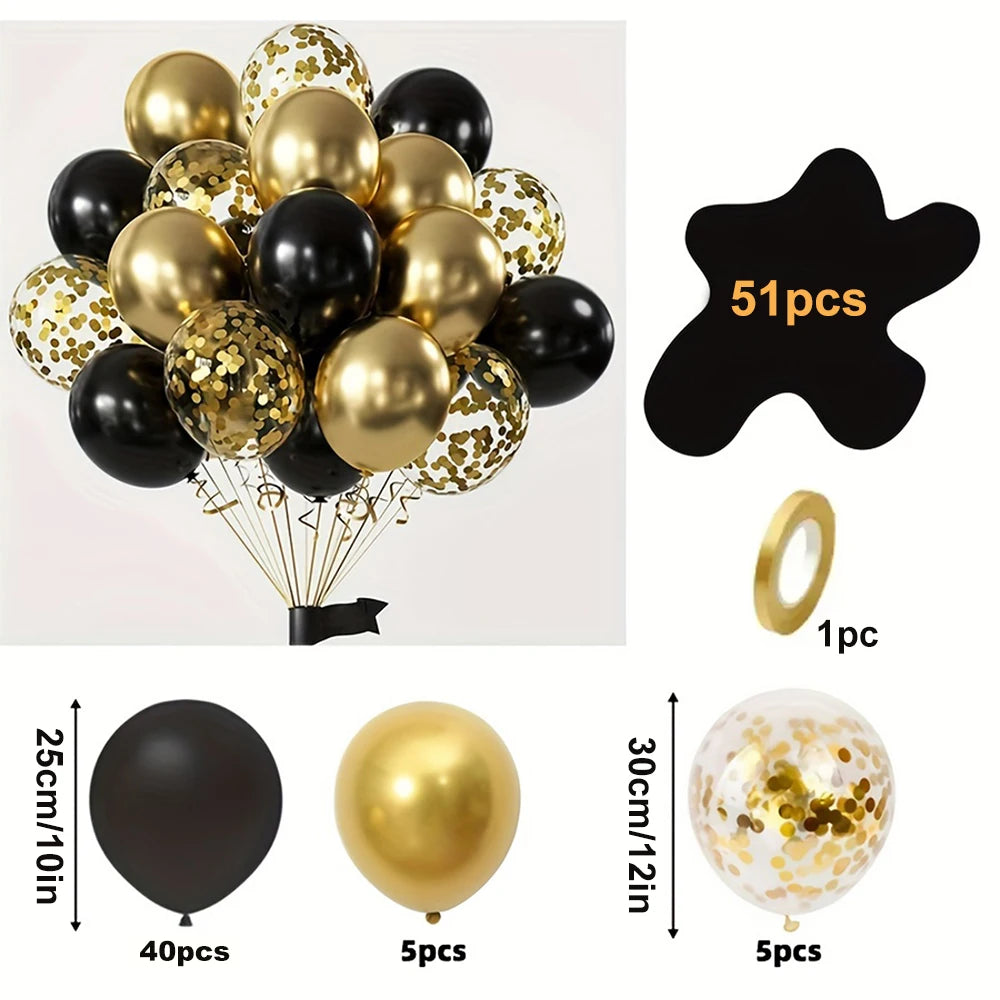 16pcs Black Metallic Sequin Balloons for Birthday Wedding Graduation Party Balloon Decoration