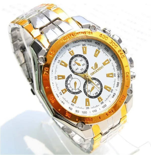 Men Watches Quartz Silver-gold Stainless Steel Wristwatch Male Clock Classic Business Pilot Luxury Automatic Watch
