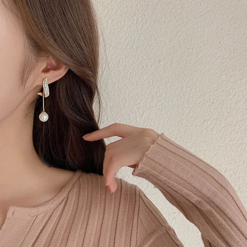2023 New Classic Elegant Imitation Pearl Dangle Earrings For Women Crystal Long Tassel Exquisite Drop Earring Wedding Jewelry