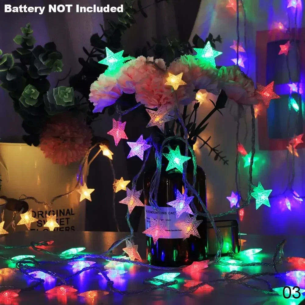 1.5m/3m LED Star String Lights Christmas Garland Battery USB Powered Wedding Party Curtain String Fairy Lamps For Home