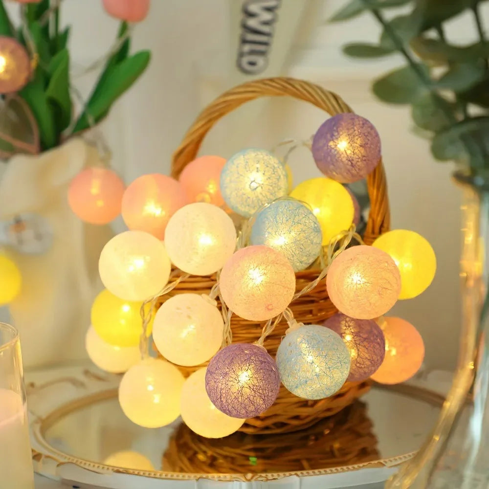 10 LED Cotton USB Balls String Christmas Fairy Lights Novelty Lamp Chain for Home Outdoor Garland Wedding Party Decoration