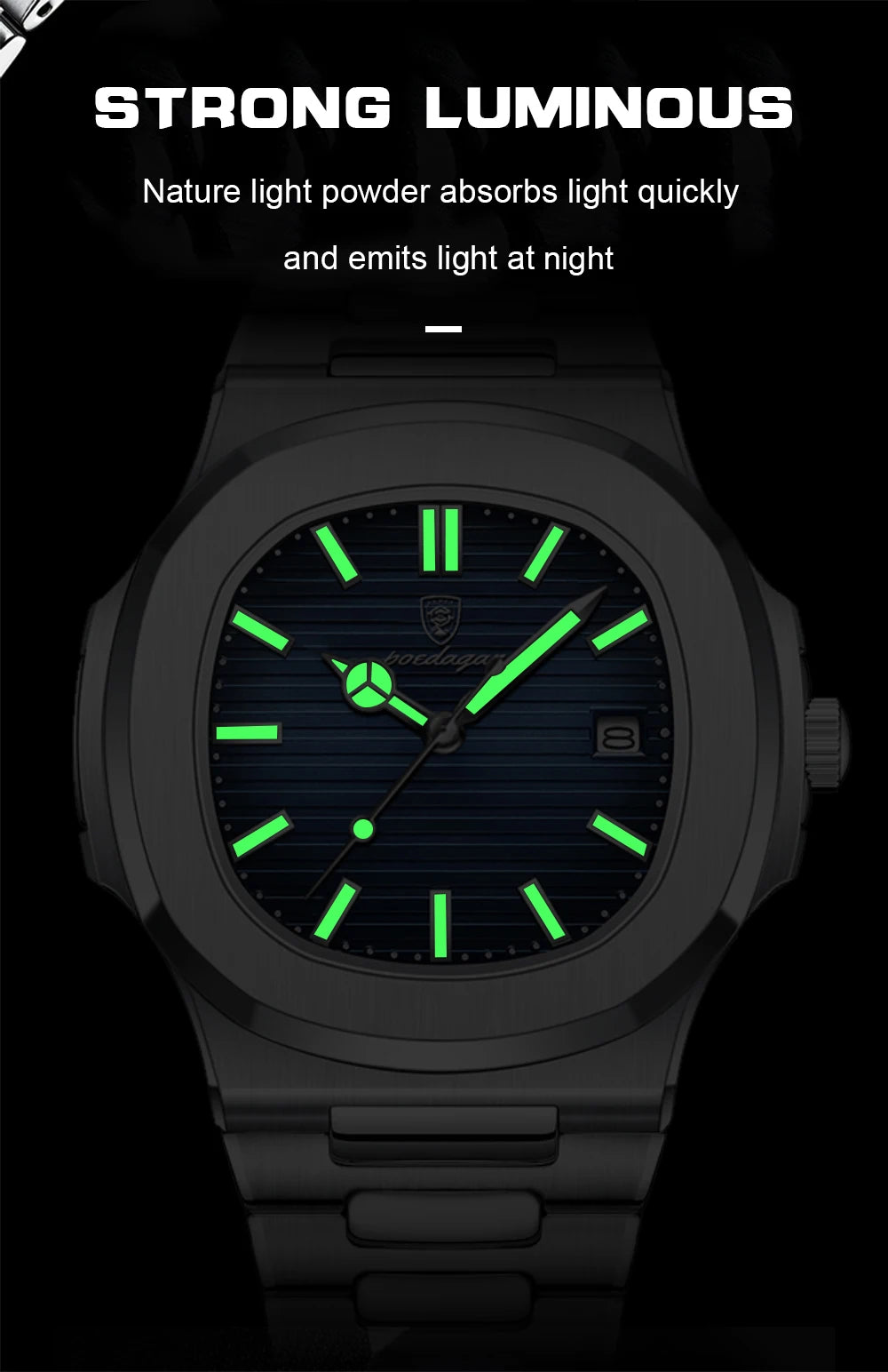 2023 New POEDAGAR Luxury Watch Business Waterproof Male Luminous  Stylish Stainless Steel Square Quartz Men Watch Premium Quality