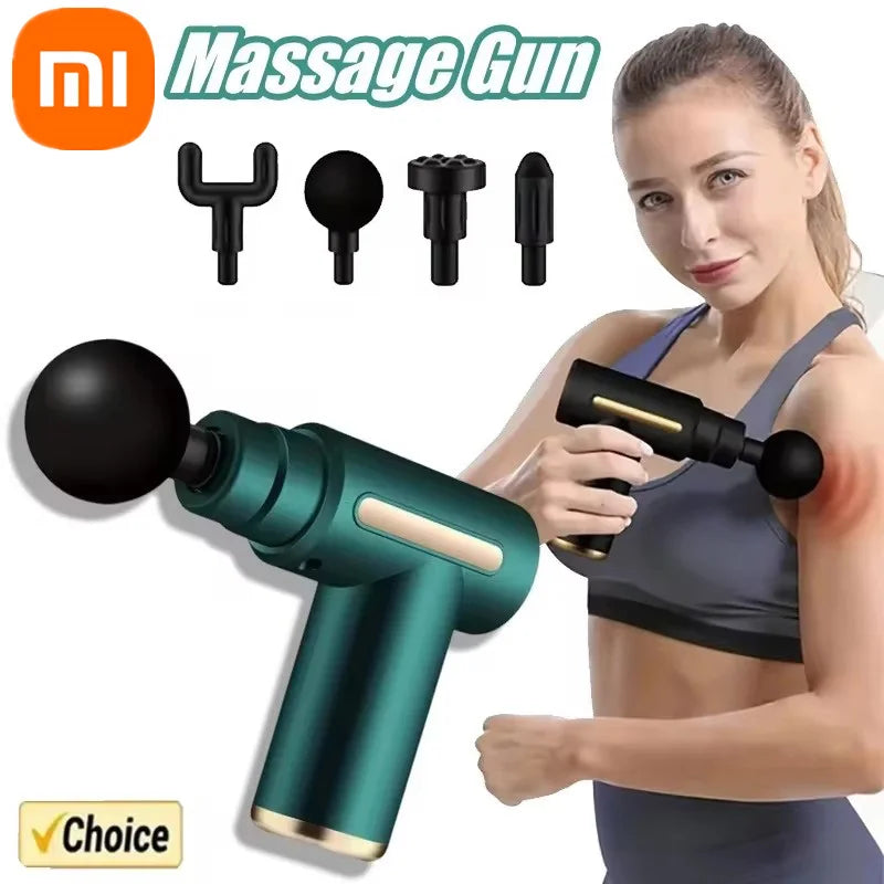 Xiaomi Mini Fascia Gun Tissue Massager Portable Lightweight Body Massage with LED Touch Screen 4 Replaceable Massage Heads 2024