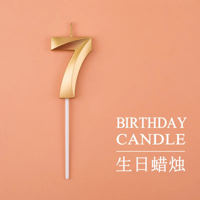 Birthday Digital Cake Candle Opera House Candles Golden Pink Blue Diamond Number Birthday Party Candles Creative Decoration