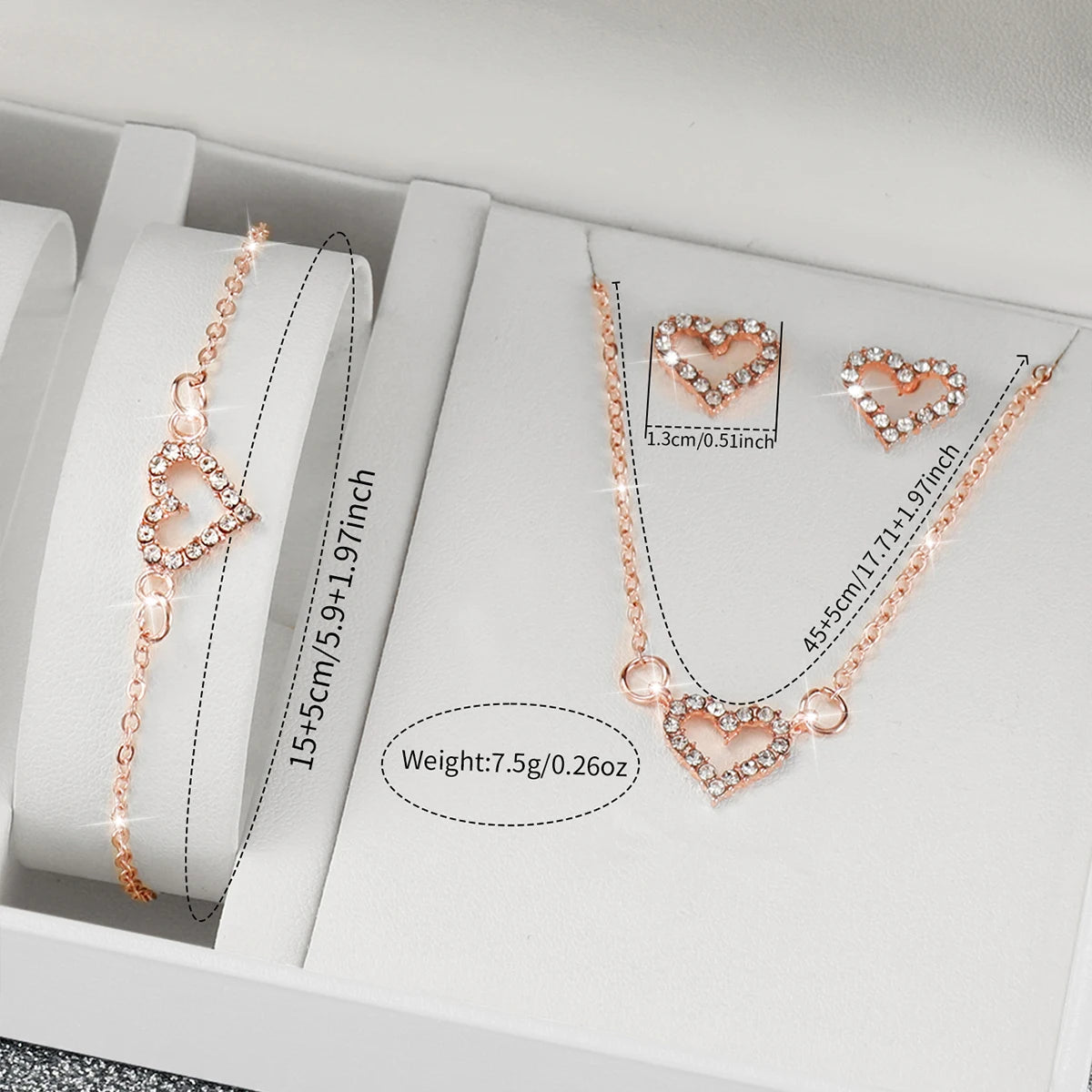 5pcs/set Fashion Women Leather Strap Quartz Watch and Love Heart Jewelry Set-Elegant design & Occasional Product