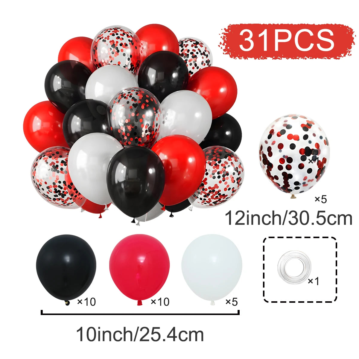 31/36/37/51/101Pcs Metallic Balloons Pearl White Latex Balloon Gold Confetti Balloons for Birthday Weddings Party Decorations