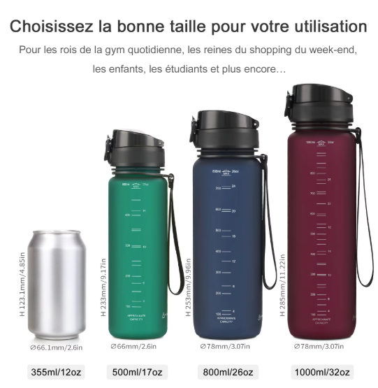 Hot Sale 500/1000ML Sports Water Bottle Shaker Outdoor Travel Portable Leakproof Drinkware Tritan Plastic Drink Bottle BPA Free