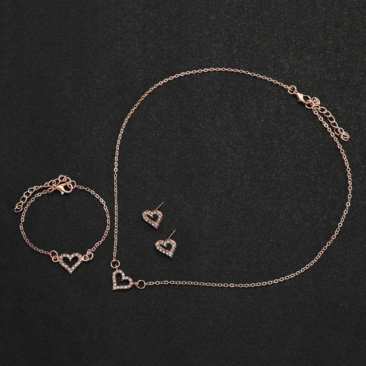 5pcs/set Fashion Women Leather Strap Quartz Watch and Love Heart Jewelry Set-Elegant design & Occasional Product