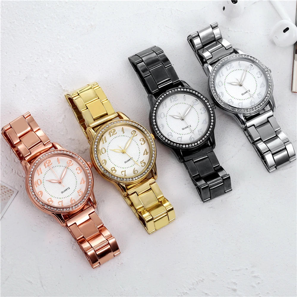 Elegant Dress Mesh Belt Rhinestones Quartz Watches  Luxury  Bracelet Quartz Watches for Women  BusinessClock Relogio Feminino
