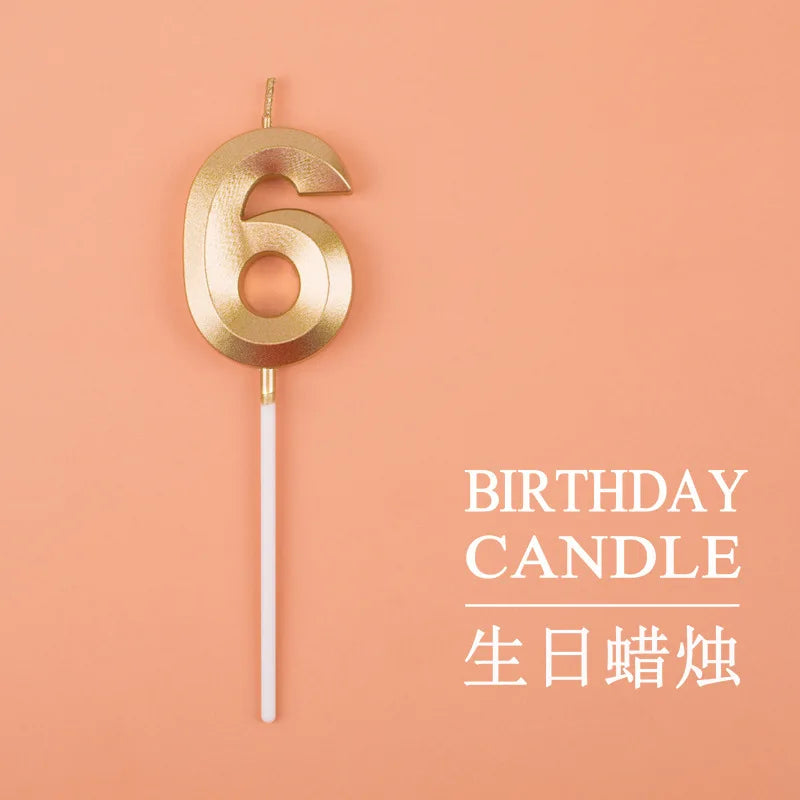Birthday Digital Cake Candle Opera House Candles Golden Pink Blue Diamond Number Birthday Party Candles Creative Decoration