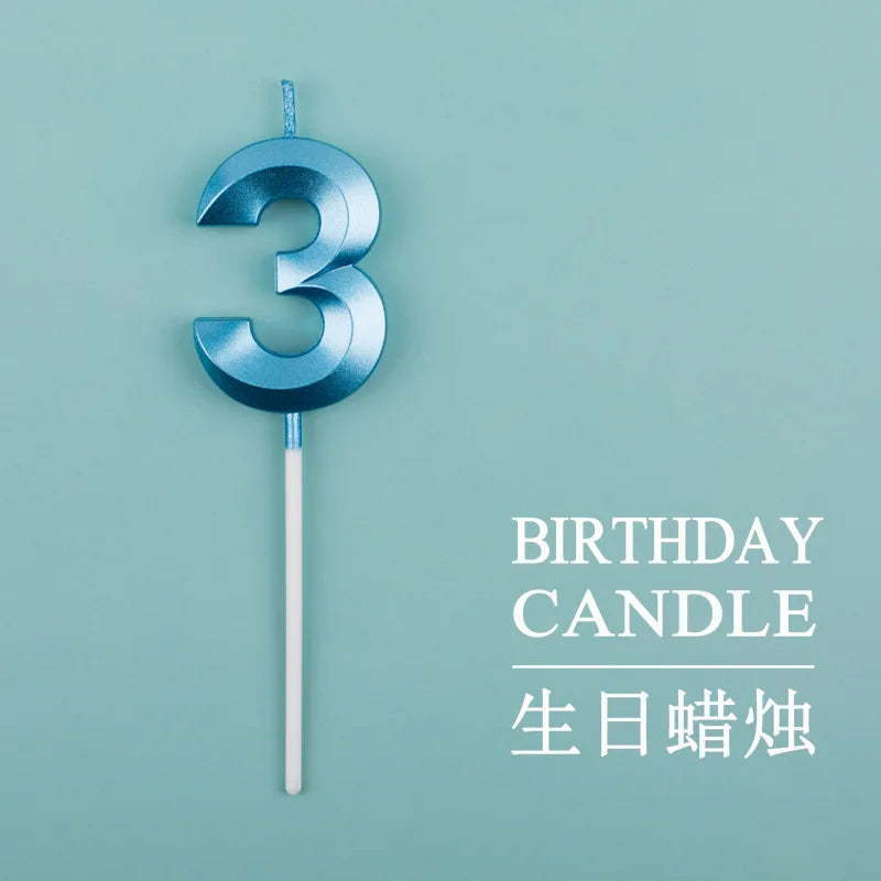 Birthday Digital Cake Candle Opera House Candles Golden Pink Blue Diamond Number Birthday Party Candles Creative Decoration