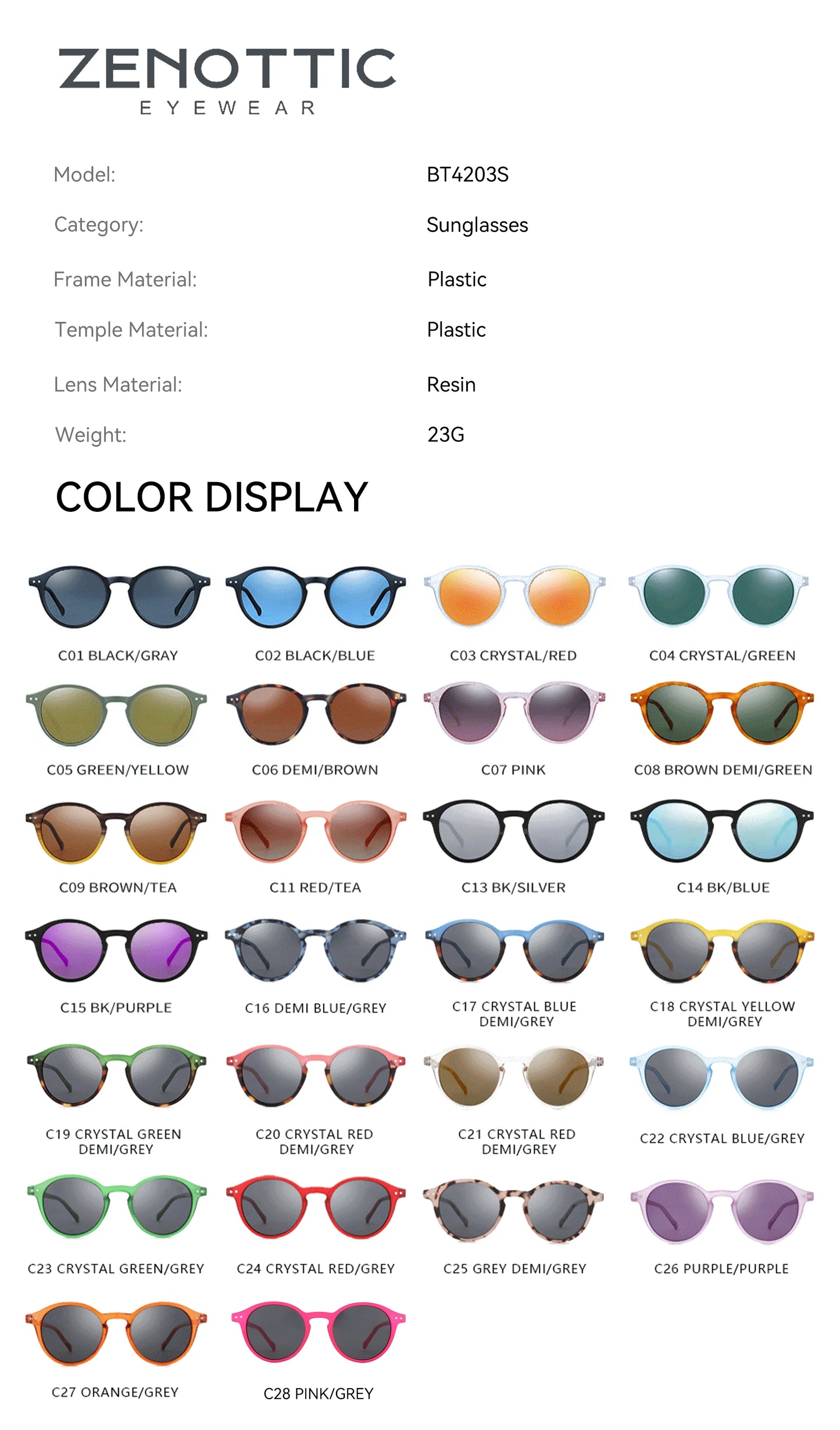 ZENOTTIC (S Size) Retro Circular Polarized Sunglasses 2024 Men Women Vintage Small Round Sun Glasses UV400 Goggles Shades