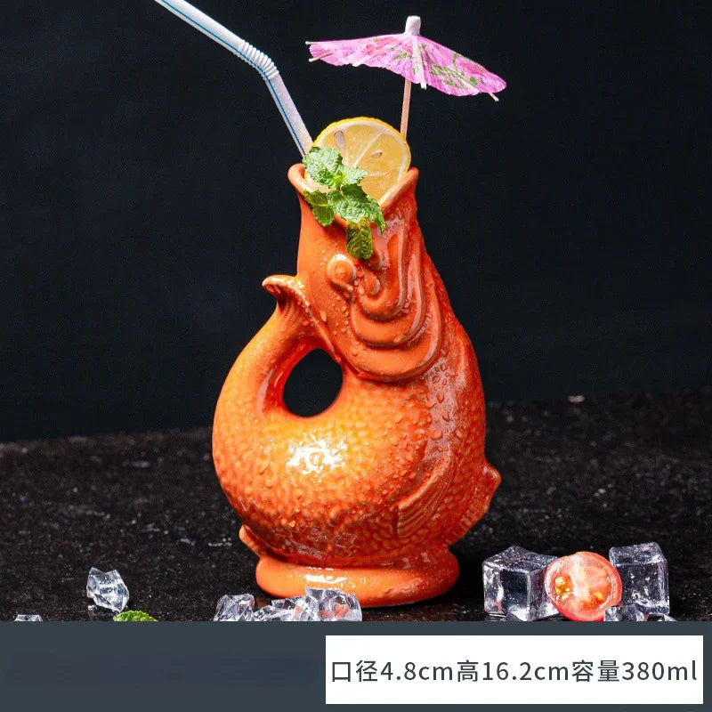 Ceramic Vase TIKI Cups Personalized Hawaiian Bar Cocktail Cup Creative Fish Shaped Decoration Bookshelf Decoration Ceramic MUG