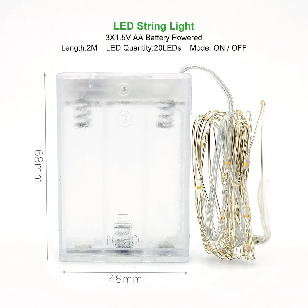 2M 5M 10M LED String Light LED Fairy Lights battery power For Christmas tree Garland Holiday Wedding Party New Year Decoration